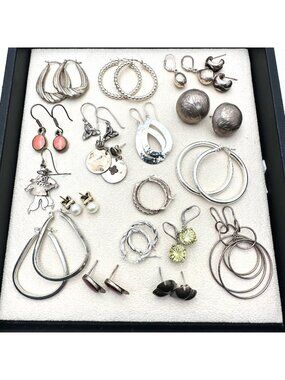 Sterling Silver Earrings Lot 77 Grams Wear Scrap or Resell All XRF Tested